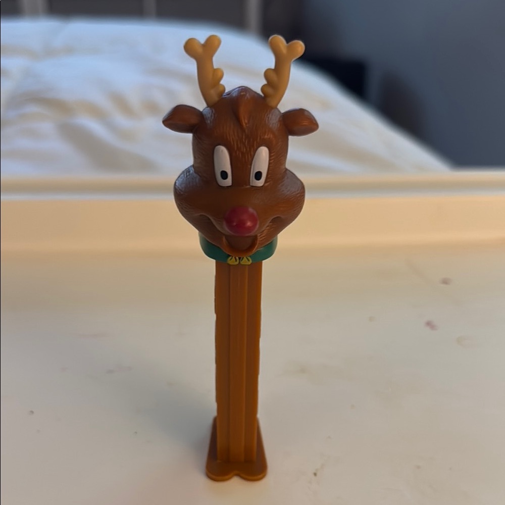 Brown and Red Reindeer Toy with Antlers and Red Nose